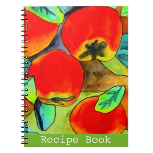 Red Apples waterverf originele kunst Recipbook boo Notitieboek (Voorkant)