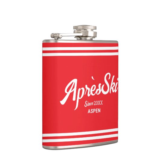 Red Apres Ski Custom Ski Resort & Jaar Heupfles (Rechts)