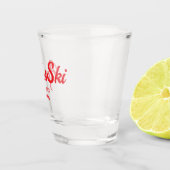 Red Apres Ski Custom Ski Resort Party Shot Glas (Rechts)