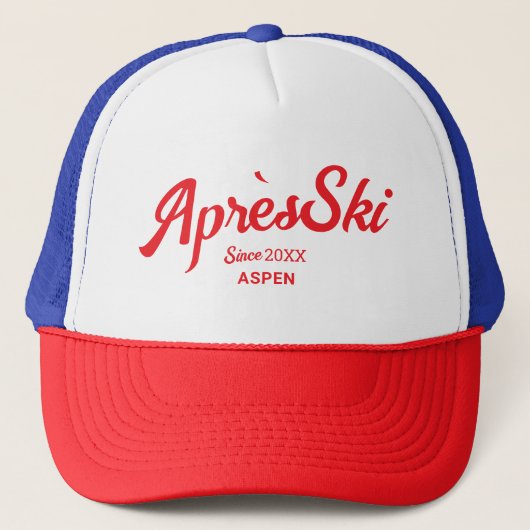  Red Apres Ski Custom Ski Resort Party Trucker Pet (Voorkant)