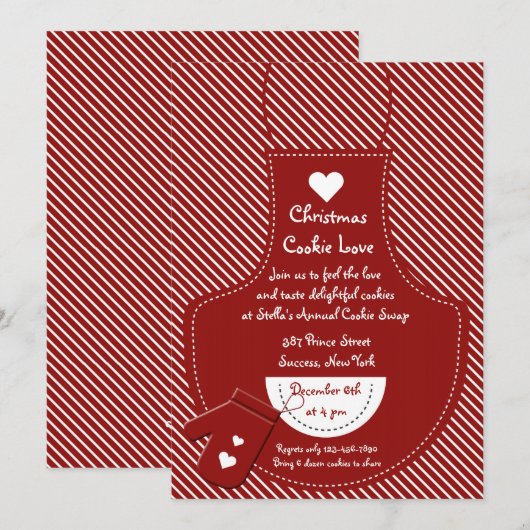 Red Apron Cookie Exchange Party Kaart (Voorkant / Achterkant)