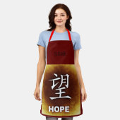 Red Apron met details Chinees nieuw Schort (Gedragen)