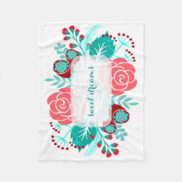 Red Aqua Blauwgroen Floral Pattern Fleece Deken