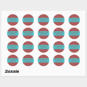 Red & Aqua Damask Stickers (Vel)