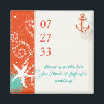 Red Aqua White Nautical Wedding Save the Date Magneet<br><div class="desc">Schattig zeester- en strandzand in wit rood zeilbootanker waterige geometrische cirkels ivoorachtergrond ontworpen op aangepaste weduwennetten. Pas de heup- en sassy-magneten aan voor uw aanstaande huwelijksfeest. Speciaal geweldig voor een WHIMSICAL BEACH WEDDING | MODERNE BESTEMMINGSWEDING OF SUMMER NAUTISCHE WEDING! (Je vindt de juiste trouwbenodigdheden en gunsten in deze winkel, Bridal...</div>