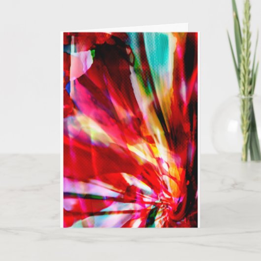 Red Aqua Yellow Abstract Fantasy Fantasy Flower De Kaart (Voorkant)