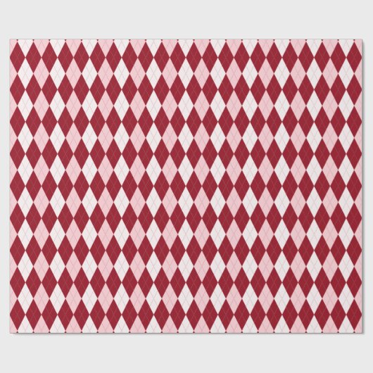 Red Argyle Crimson Roze Small Diamond Shape Cadeaupapier (Vlak)