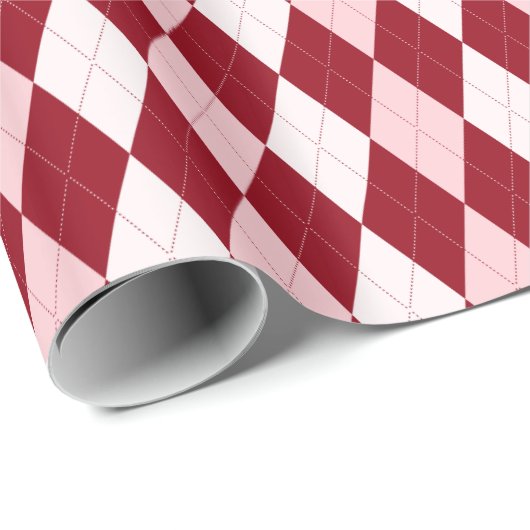 Red Argyle Crimson Roze Small Diamond Shape Cadeaupapier (Rol Hoek)