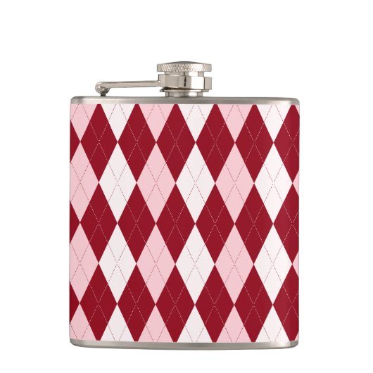 Red Argyle Crimson Roze Small Diamond Shape Heupfles (Voorkant)