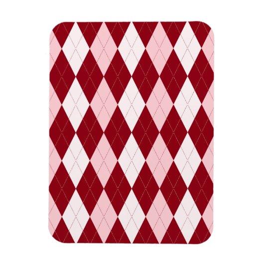 Red Argyle Crimson Roze Small Diamond Shape Magneet (Verticaal)