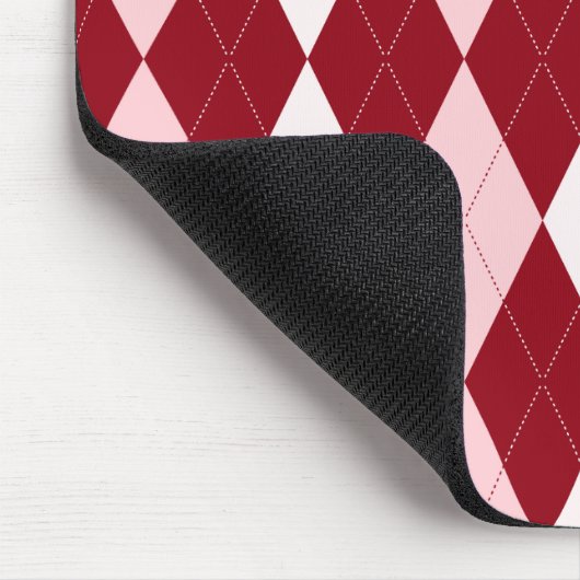 Red Argyle Crimson Roze Small Diamond Shape Muismat (Hoek)