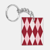 Red Argyle Crimson Roze Small Diamond Shape Sleutelhanger (Voorkant Links)