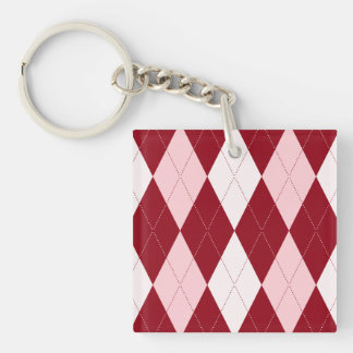 Red Argyle Crimson Roze Small Diamond Shape Sleutelhanger