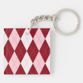 Red Argyle Crimson Roze Small Diamond Shape Sleutelhanger (Achterkant)