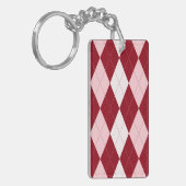 Red Argyle Crimson Roze Small Diamond Shape Sleutelhanger (Voorkant Links)