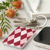 Red Argyle Crimson Roze Small Diamond Shape Sleutelhanger (Voorkant Rechts)