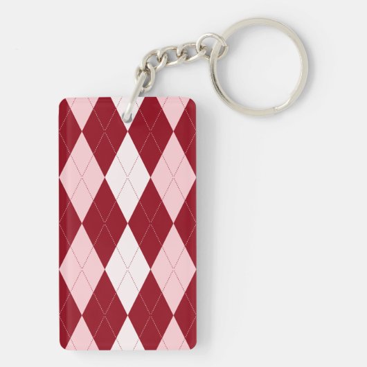 Red Argyle Crimson Roze Small Diamond Shape Sleutelhanger (achterkant)