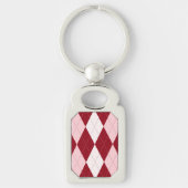 Red Argyle Crimson Roze Small Diamond Shape Sleutelhanger (Voorkant)