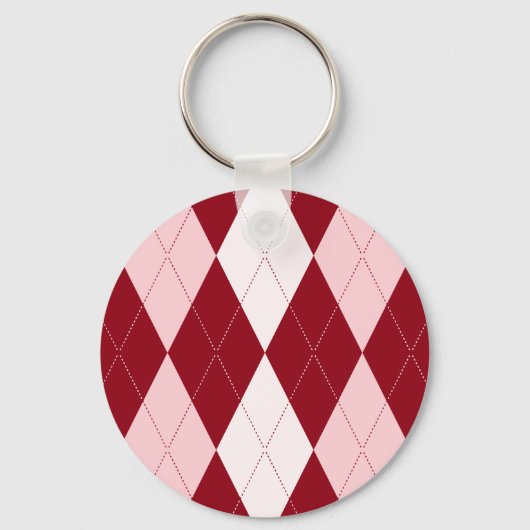 Red Argyle Crimson Roze Small Diamond Shape Sleutelhanger (Voorkant)