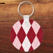 Red Argyle Crimson Roze Small Diamond Shape Sleutelhanger (Voorkant)