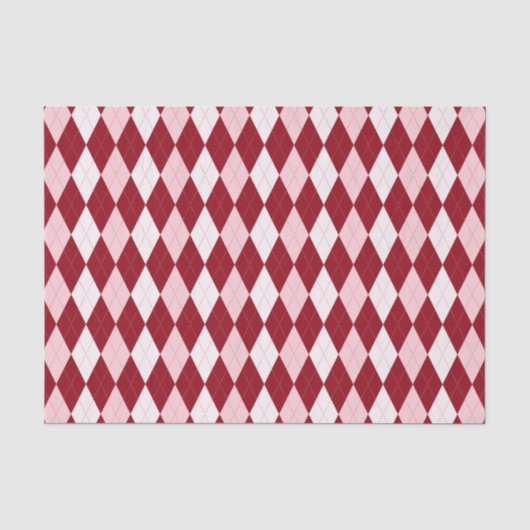 Red Argyle Crimson Roze Small Diamond Shape Tissuepapier (Voorkant)