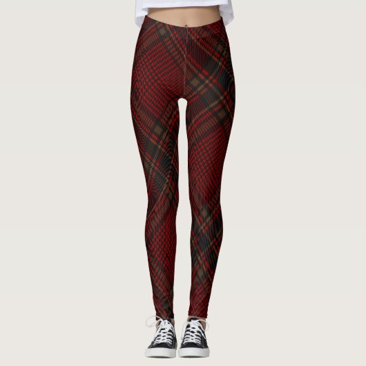 Red Argyle Glen Check Pset Patroon Leggings (Voorkant)