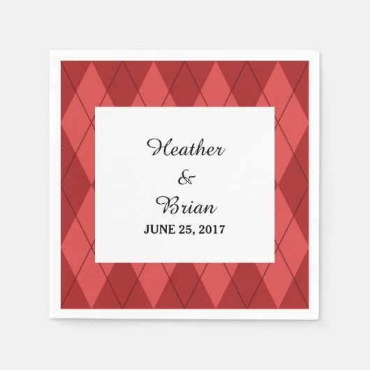 Red Argyle Paper Napkins Servet (Voorkant)
