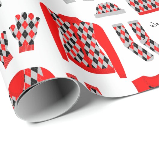 Red Argyle Pattern-objecten die papier verpakken - (Rol Hoek)
