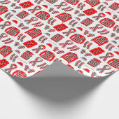 Red Argyle Pattern-objecten die papier verpakken (Hoek)