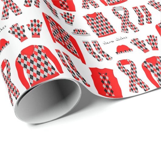 Red Argyle Pattern-objecten die papier verpakken (Rol Hoek)