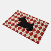 Red Argyle Scottish Terrier Doormat Deurmat (Schuin)