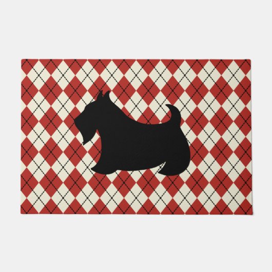 Red Argyle Scottish Terrier Doormat Deurmat (Voorkant)