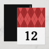 Red Argyle Table Number Briefkaart (Voorkant / Achterkant)