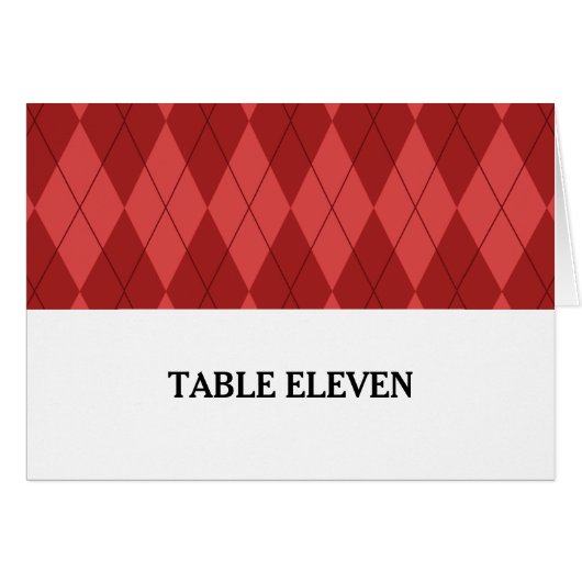 Red Argyle Table Number Kaart (Voorkant Horizontaal)