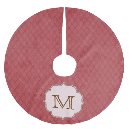 Red Argyle Trian Print Monogram Initiaal Tree Skir Kerstboom Rok (Voorkant)