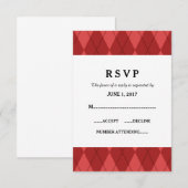 Red Argyle Wedding Response Kaart (Voorkant / Achterkant)
