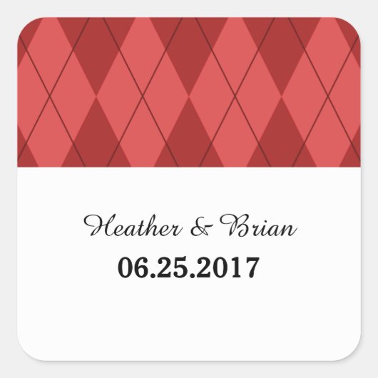 Red Argyle Wedding Stickers (Voorkant)