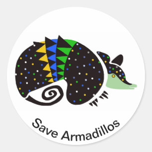 Red ARMADILLOS - Bedreigd dier - Brazilië- Ronde Sticker
