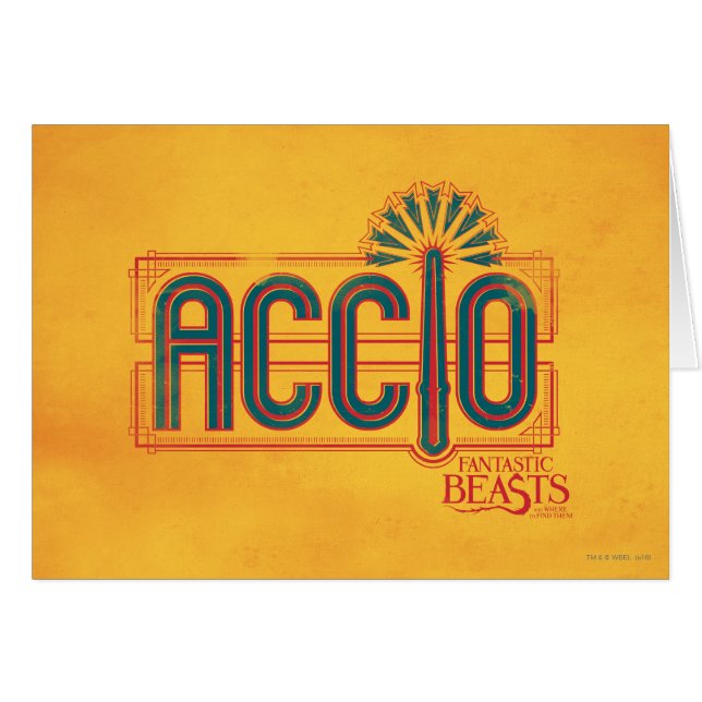 Red Art Deco ACCIO™ Spell Grafisch (Voorkant Horizontaal)