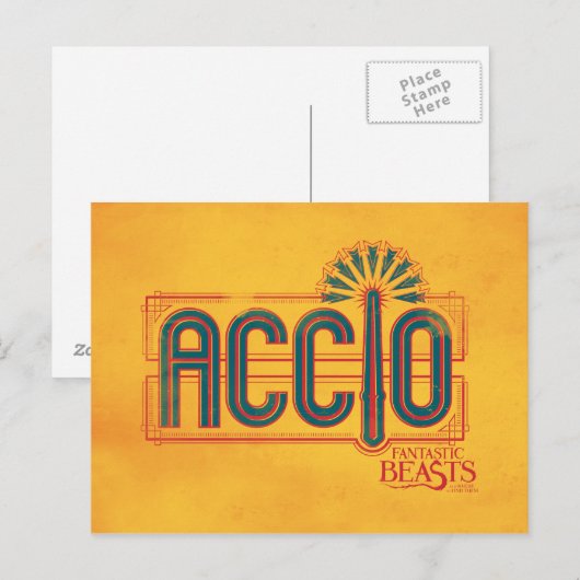 Red Art Deco ACCIO™ Spell Grafisch Briefkaart (Voorkant / Achterkant)