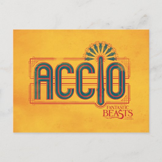 Red Art Deco ACCIO™ Spell Grafisch Briefkaart (Voorkant)