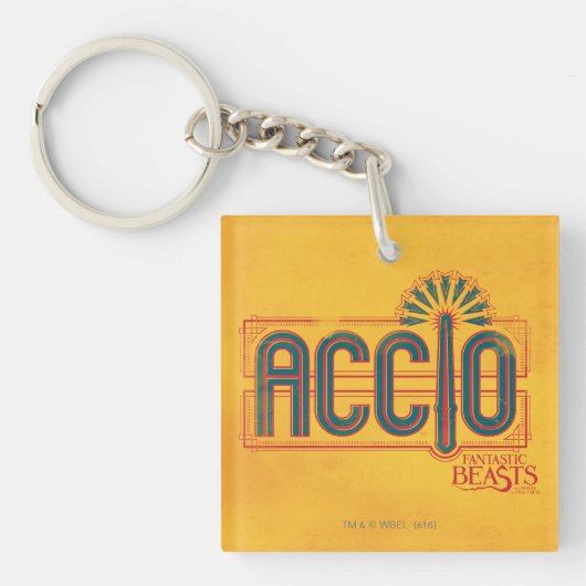 Red Art Deco ACCIO™ Spell Grafisch Sleutelhanger (Voorkant)