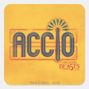 Red Art Deco ACCIO™ Spell Grafisch Vierkante Sticker