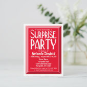 Red Art Deco Beveled Birthday Surprise Party Uitnodiging Briefkaart (Staand voorkant)