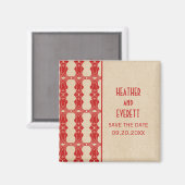 Red Art Deco Border Save the Date Magnet (Voorkant / Achterkant)