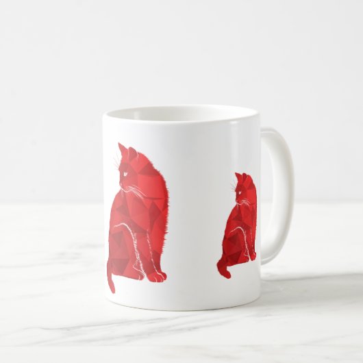 Red Art Deco Cat Koffiemok (Voorkant rechts)