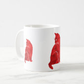 Red Art Deco Cat Koffiemok (Voorkant links)