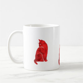 Red Art Deco Cat Koffiemok