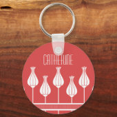 Red Art Deco Floral Sleutelhanger (Voorkant)