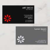 Red Art Deco Flower Symbool - zwart Visitekaartje (Voorkant / Achterkant)